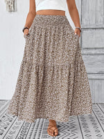 Plus Size Floral Print Tiered Skirt