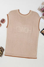 Contrast Trim Knit HOWDY Western Sweater Vest