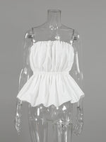 Ruched Bubble Hem Tube Top