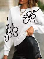 Flower Dropped Shoulder Sweater