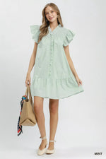 Umgee Stripe Smocked Yoke Ruffle Dress
