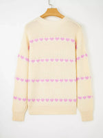 Heart Pattern Valentine Ribbed Knit Sweater