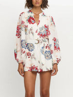 Floral Print Long Sleeve Romper