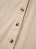 Corduroy Half Button Collared Long Sleeve Mini Dress