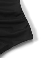 Ruched Ruffle Hem Mini Dress