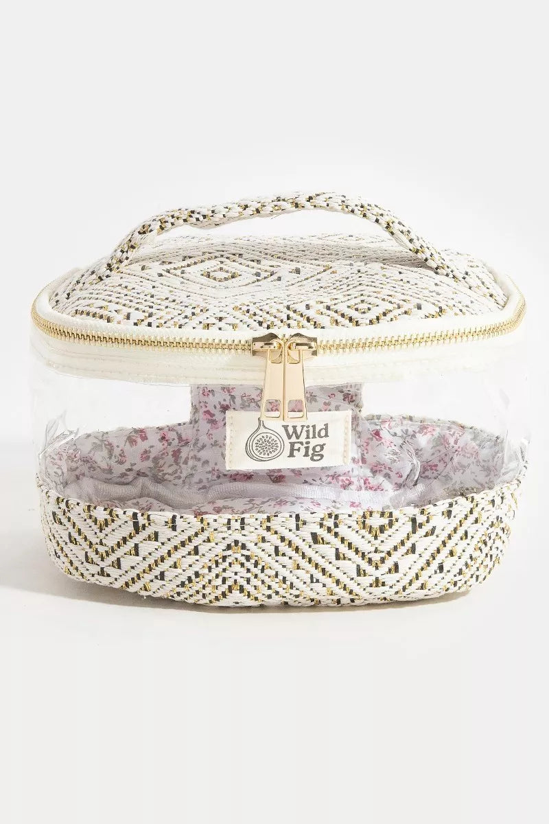 Fame Transparent Clear Top Handle Makeup Case Cosmetic Bag
