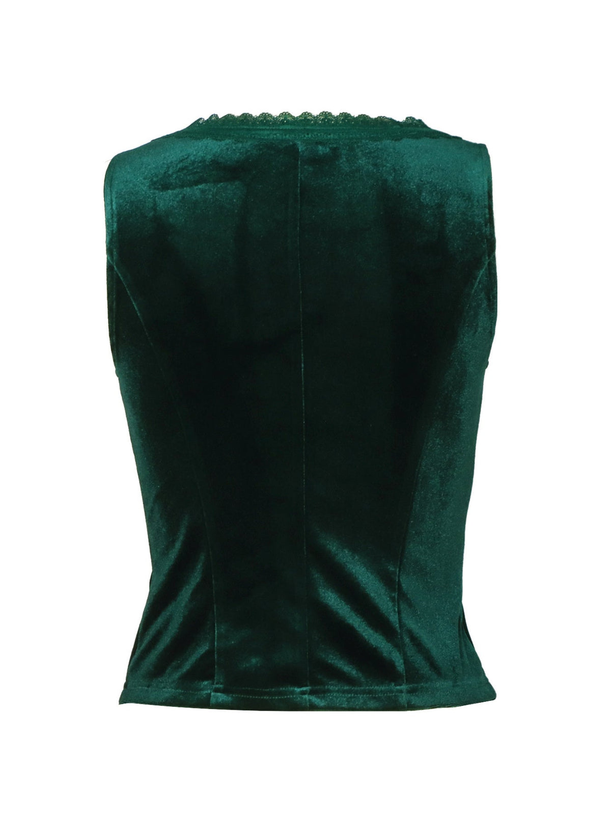 Velvet Lace Trim Button-Down Vest