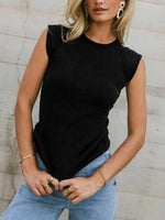 Solid Color Round Neck T-Shirt - Ladyez