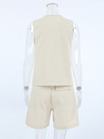 Button Up Vest and Shorts Set