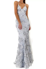 Full Size Sequin Tie Back V-Neck Maxi Dress Plus Size
