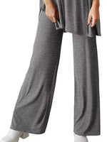 Slit Round Neck Top and Pants Set