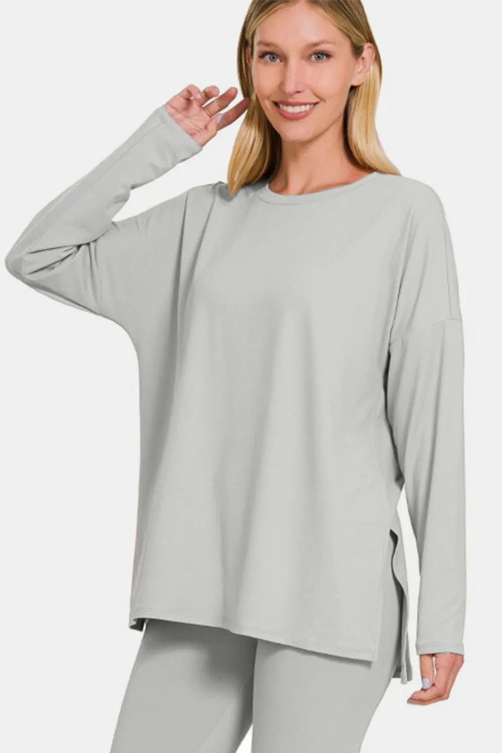 Zenana Full Size Brushed Microfiber Top and Leggings Lounge Set - Ladyez