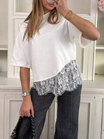 Lace Hem Short Sleeve Top