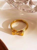 18K Gold-Plated Bow Knot Ring - Ladyez