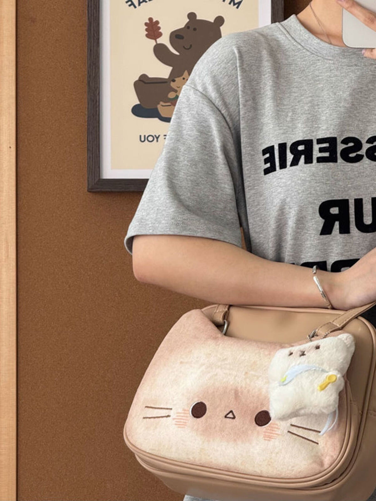 Cat Shoulder Bag with Charm