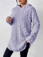 Cozy Textured Drawstring Fleece Hoodie