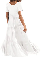 Round Neck Tiered Ruffle Maxi Dress - Ladyez