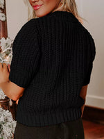 Plaid Bow Short Sleeve Sweater