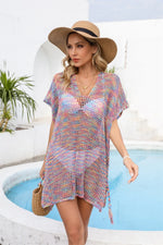 Angel Wings Openwork Slit V-Neck Cover Up - Ladyez