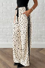 Leopard Print Side Stripe Detail Loose Drawstring Pants