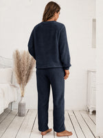 Ivy Lane Teddy Long Sleeve Top and Pants Lounge Set - Ladyez