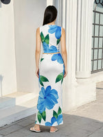 Floral Print Sleeveless Crop Top & Bodycon Maxi Skirt Set