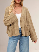 Cable Knit Button-Down Cardigan