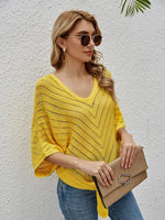 Openwork Batwing Sleeve Cover-Up - Ladyez