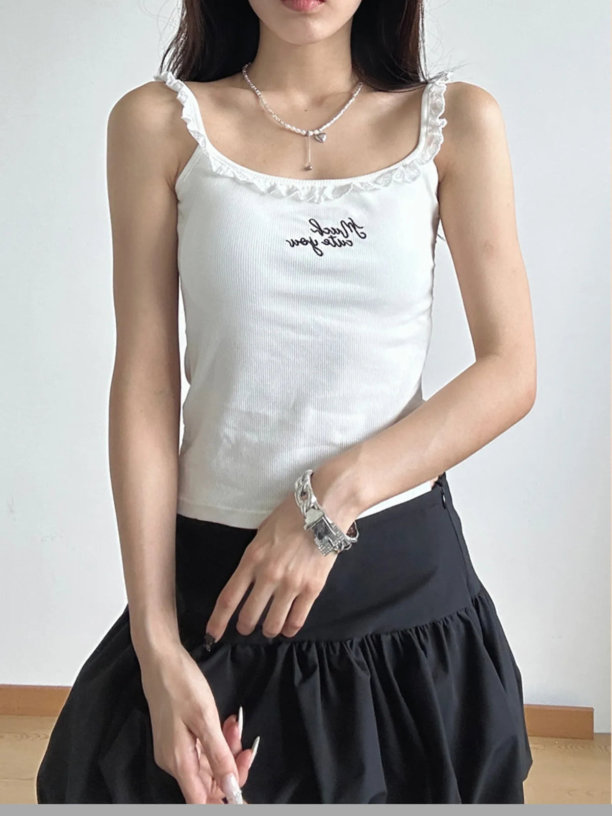 Lace Detail Scoop Neck Cami - Ladyez