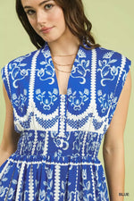 Umgee Sleeveless Smocked Midi Dress