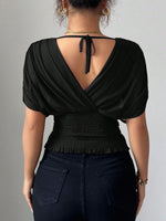 Ruched Surplice Short Sleeve Top
