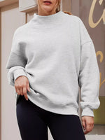 Mock Neck Dropped Shoulder Sweatshirt