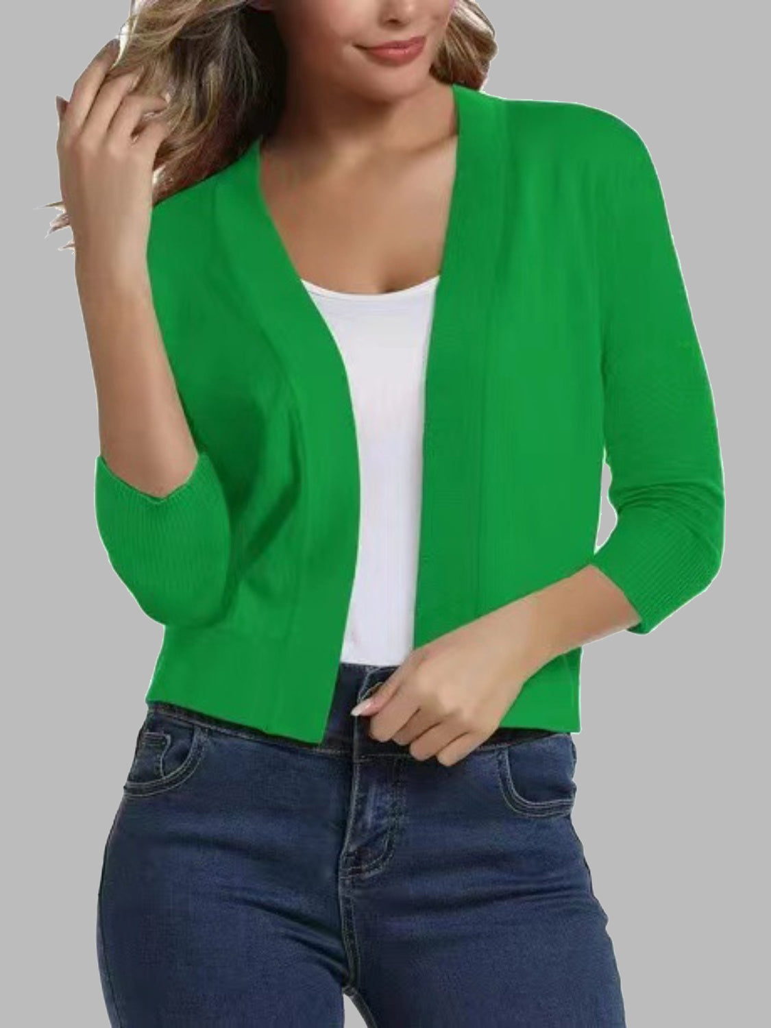 Viscose Blend Open Front Cardigan