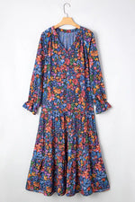 Floral Print Flounce Sleeve Dress