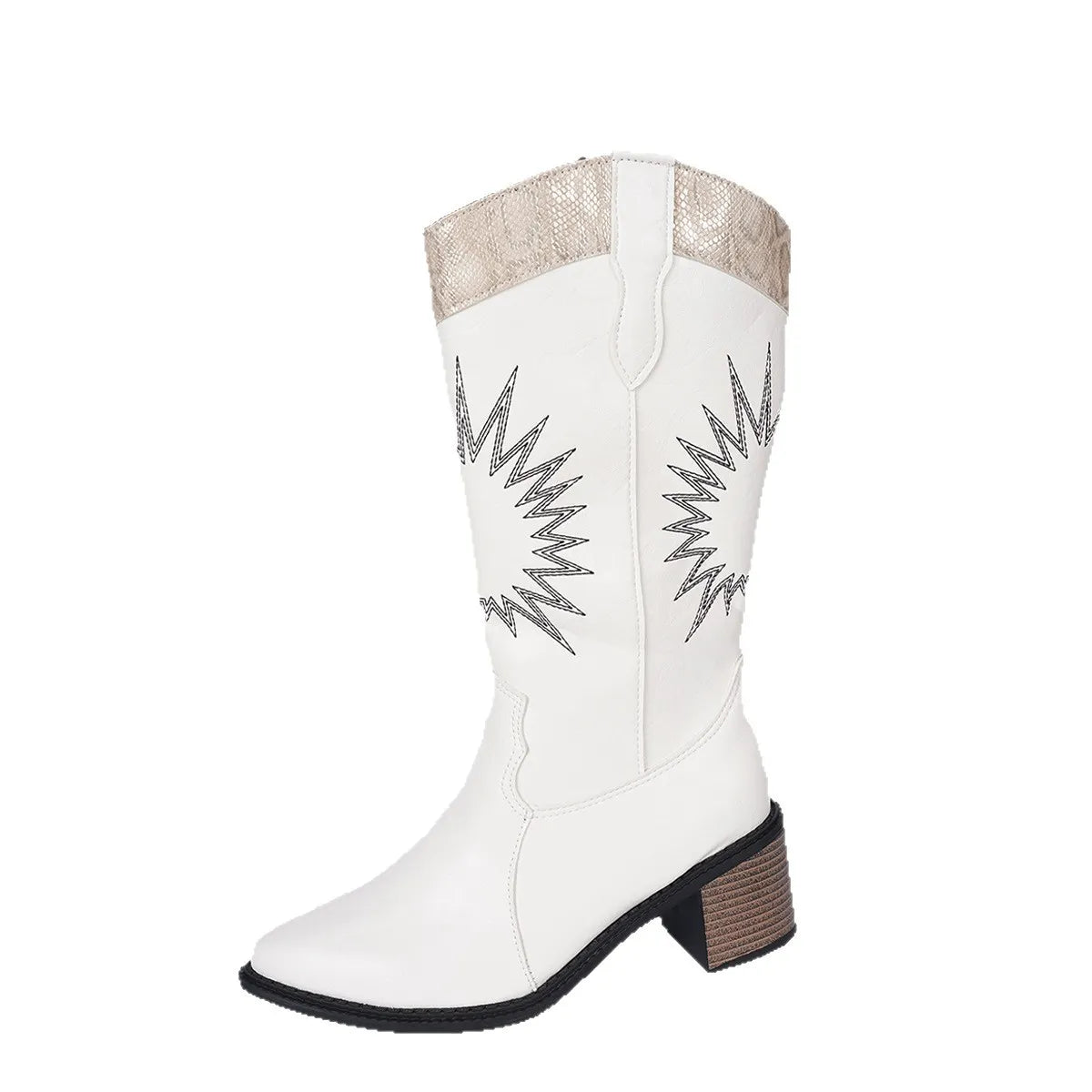 Point Toe Block Heels Boots - Ladyez