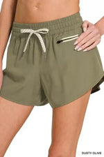 Zenana Soft Woven Lined Shorts With Zip Coin Pocket