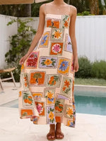 Printed Strapless Maxi Cami Dress - Ladyez