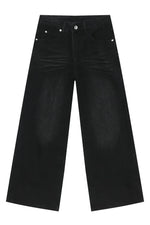 Washed Cat Whisker Straight Leg Jeans