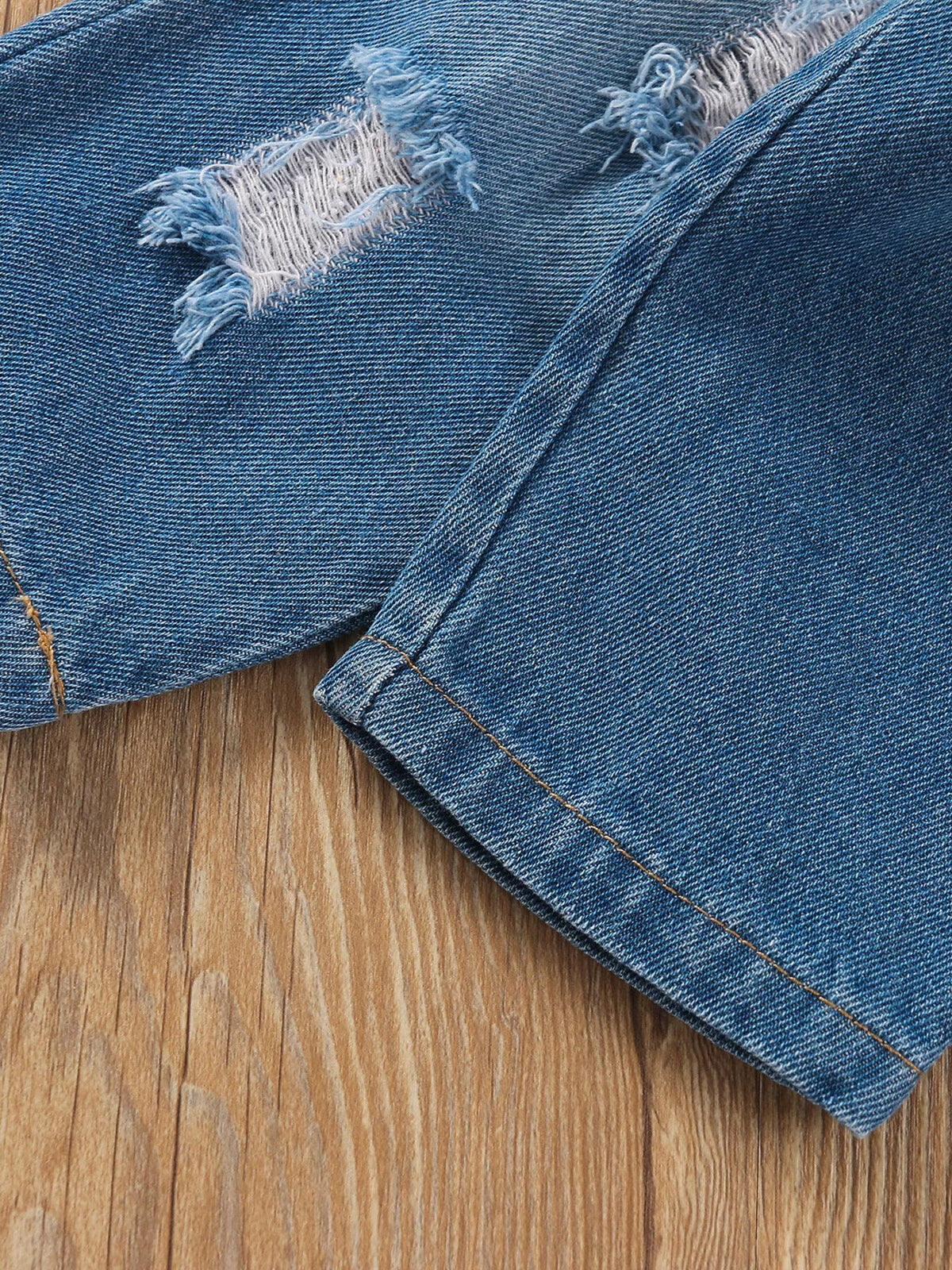 Children's Tie Shoulder Tank and Distressed Jeans Set