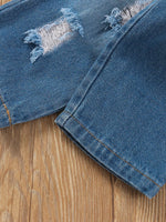Children's Tie Shoulder Tank and Distressed Jeans Set