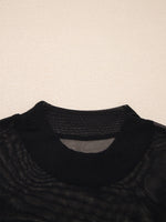 Sheer Mesh Patchwork Cap Sleeve T Shirt