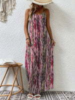 Full Size Printed Scoop Neck Maxi Cami Dress - Ladyez