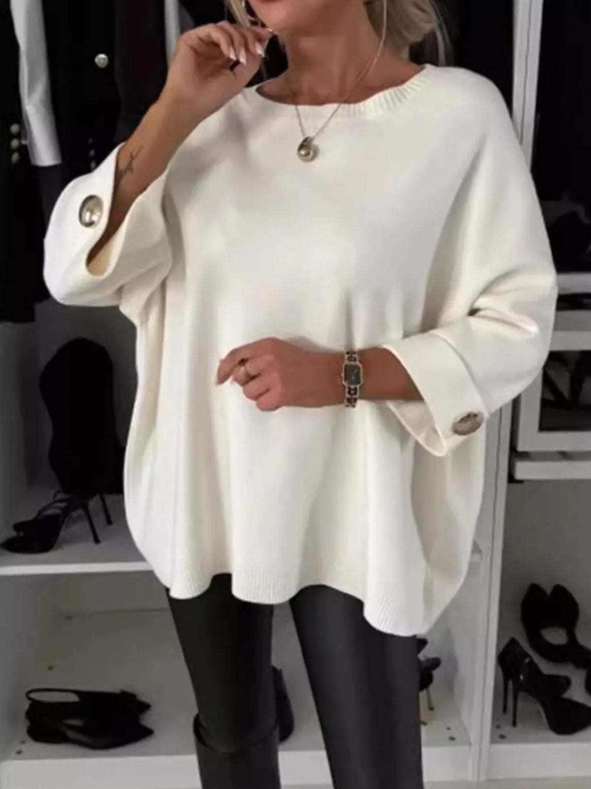Full Size Round Neck Drop Shoulder Top with Ribbed Trim Plus Size