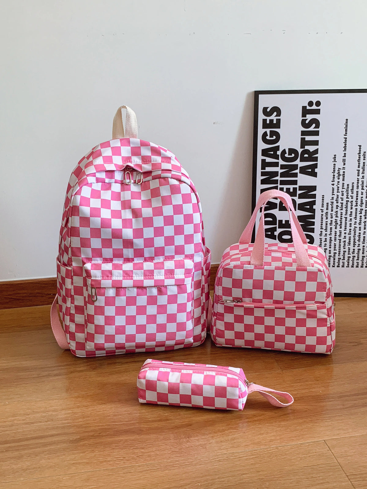 Checkered Pattern 3-Piece Bag Set - Ladyez