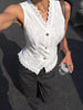 Eyelet Embroidered Button-Front Tank