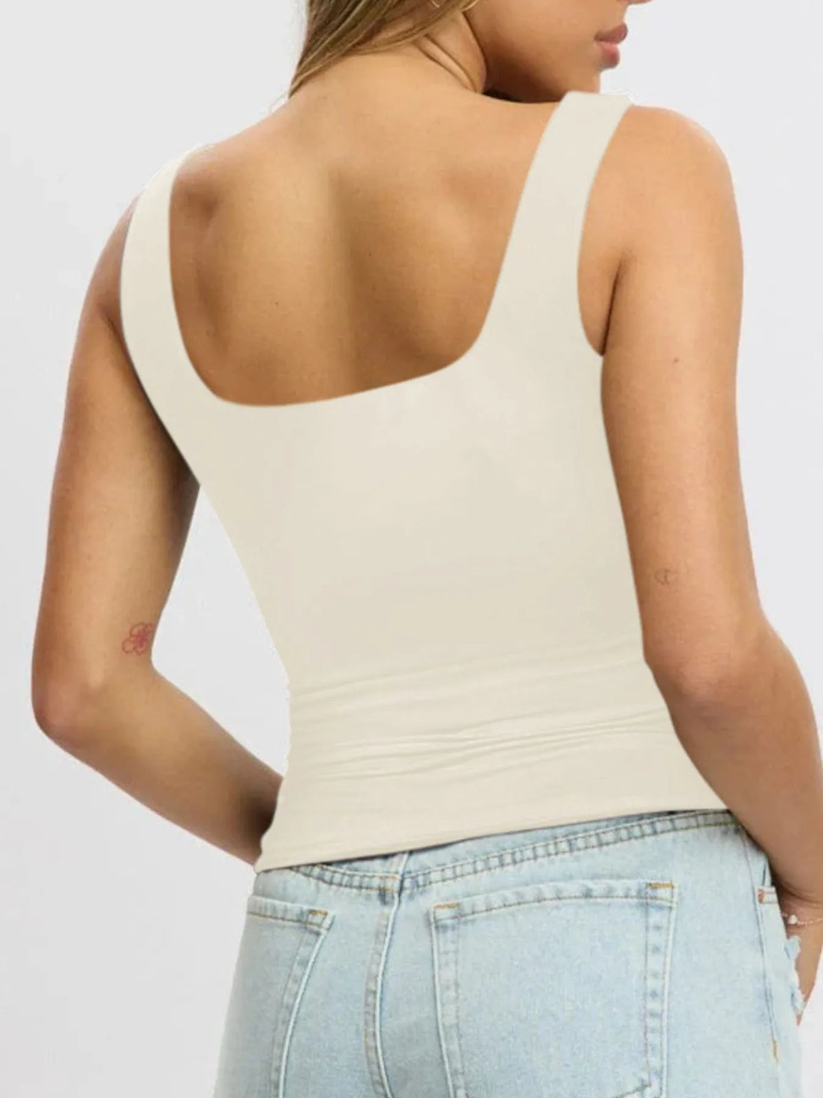 Square Neck Wide Strap Tank - Ladyez