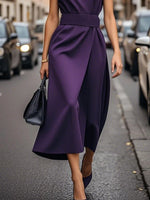 Round Neck Sleeveless Midi Dress - Ladyez