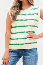 Striped Round Neck Sweater Vest