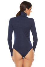 Ribbed Turtleneck Long Sleeve Bodysuit - Ladyez