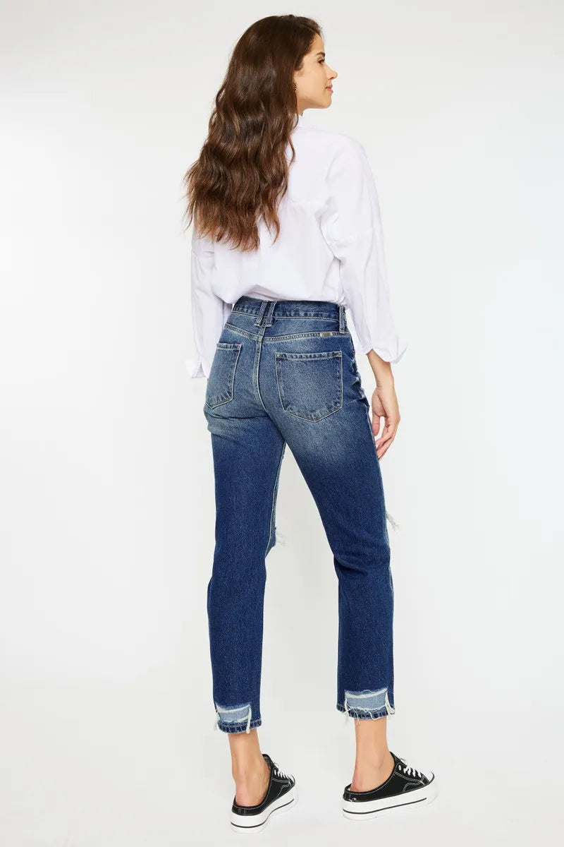Kancan High Rise Distressed Mom Fit Jeans - Ladyez
